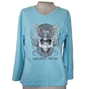 Blue 2009 Americade Lake George Graphic Long Sleeve Tee Size 2XL